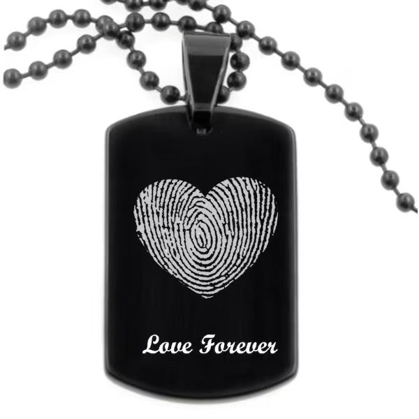 Tungsten Fingerprint Dog Tag Pendant